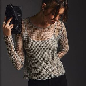 Mesh Sparkle Top Long Sleeve Top
